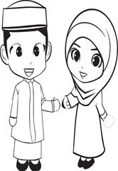 muslim kids vector