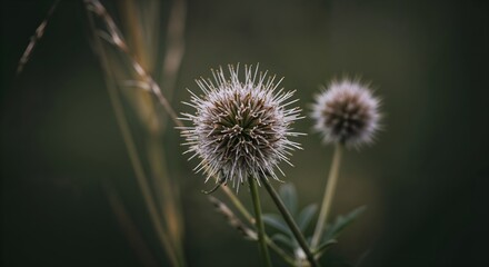 Obraz premium Close-Up of Thistle Plant with Botanical Details and Blurry Background