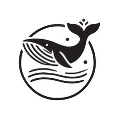 2d orca whale logo on white background