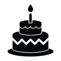 Birthday cake silhouette design with candles for celebration