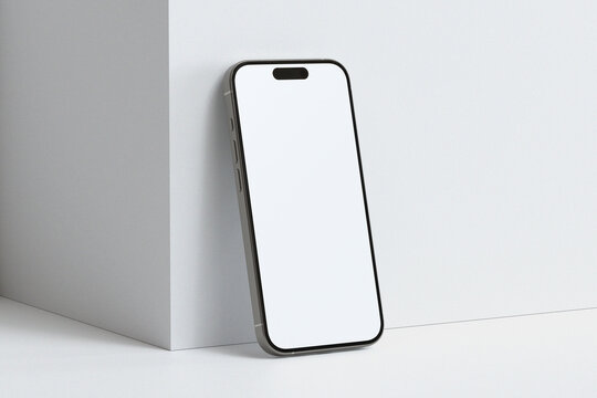 Smartphone with blank screen phone mockup for your design isolated