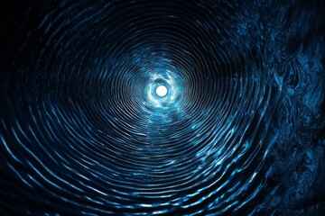 Obraz premium A blue wave with a hole in the middle. The water is deep and dark blue