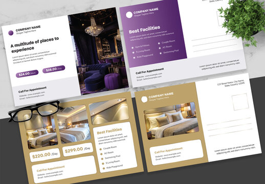 Purple And Beige Hotel Postcard
