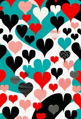Fototapeta premium Valentine's Day card design. Illustration with oil paint. Pattern for printing on wall decorations, covers, wallpapers