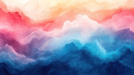 Colorful watercolor mountain landscape, sunrise, abstract art, website background