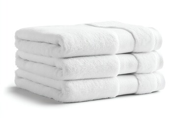 Soft White Bath Towels: A Neat Stack of Plush, Luxurious Textiles