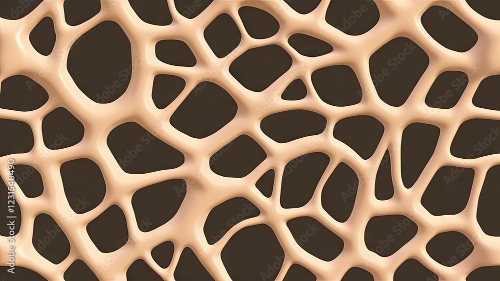 Leinwandbilder seamless beige biomorphic web pattern on a dark brown background showcasing abstract interconnection