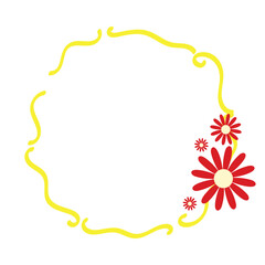 Red Flower Frame with Yellow Border Design