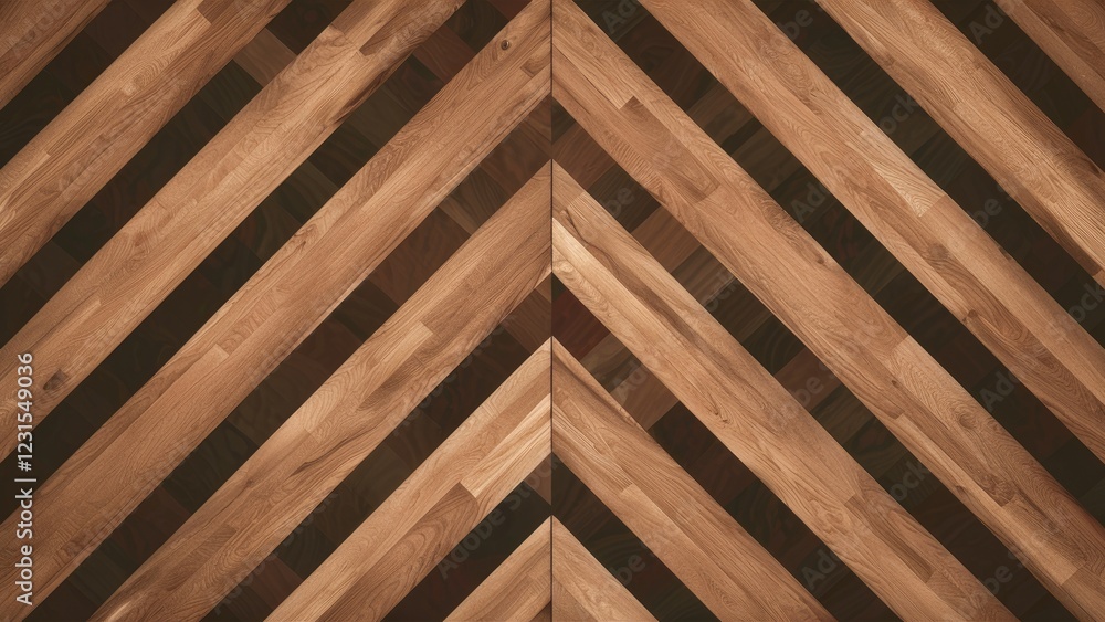 Leinwandbilder diagonal wooden flooring with alternating light and dark brown stripes creating a textured pattern, 