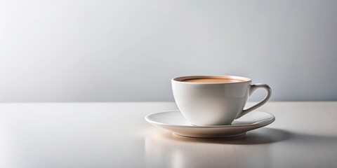 Aromatic Coffee in a Simple White Cup on a Saucer