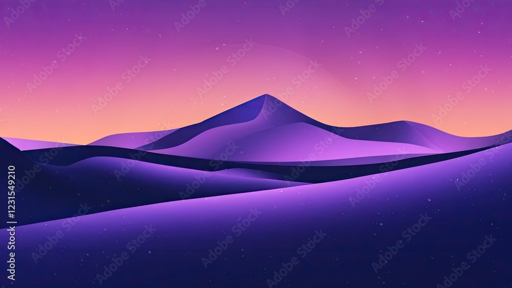 Poster purple gradient landscape featuring rolling hills and a soft texture against a twilight sky with hue