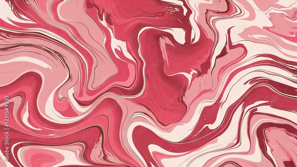 Poster lively abstract backdrop with swirling patterns in shades of pink and white, creating a marble effec