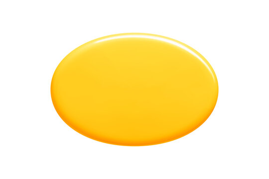 Yellow 3d vector callout banner with glossy oval shape - bright text bubble element showing smooth gradient shades and reflective highlights. Simple speech balloon for digital designs.