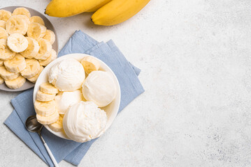 Banana ice cream and bananas