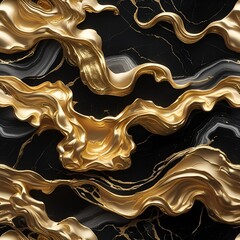 Liquid Gold: Abstract Waves in Black and Metal