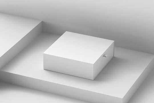 Closed white slide box isolated on white for mockup  3d rendering