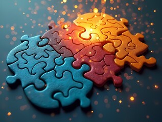 The concept of brainstorming as a puzzle, where each piece is an idea that fits together to form the big picture