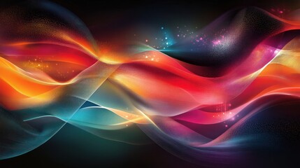 Obraz premium Vibrant energy waves flow, cosmic background, digital art