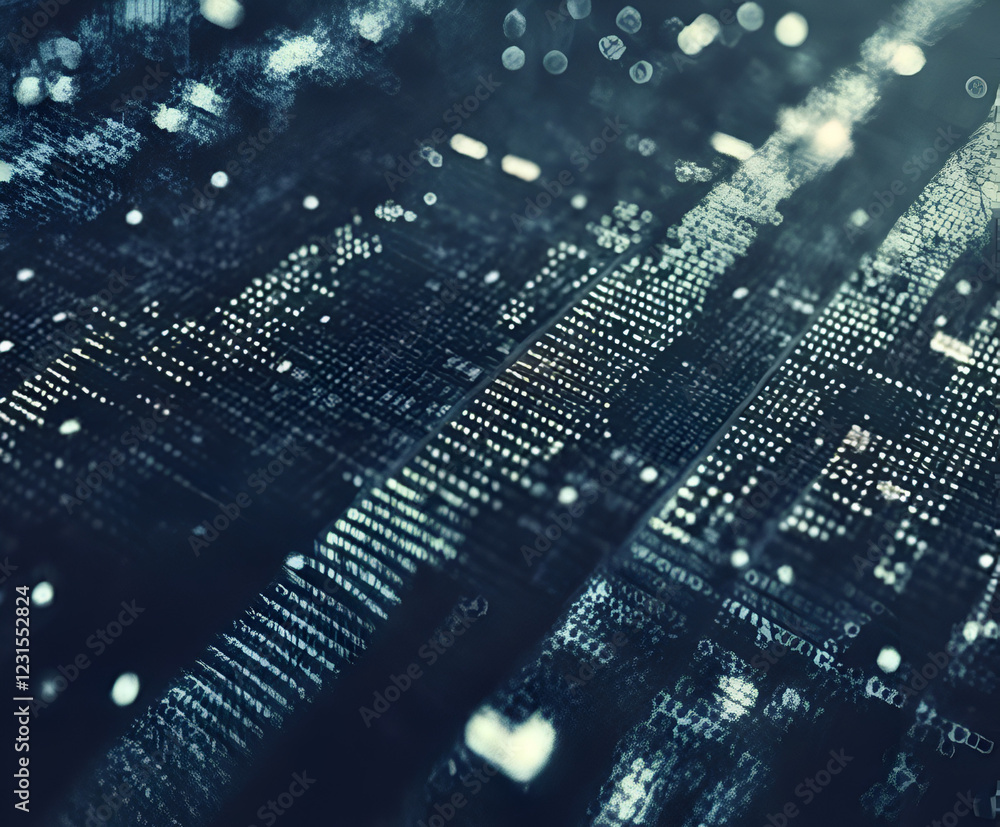 Poster digital data stream: abstract representation of a vast digital data stream, a mesmerizing flow of in