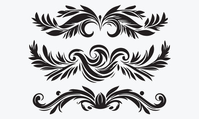 Black page dividers elements on white background