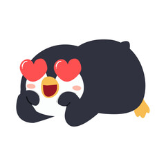 Adorable little penguin feeling love