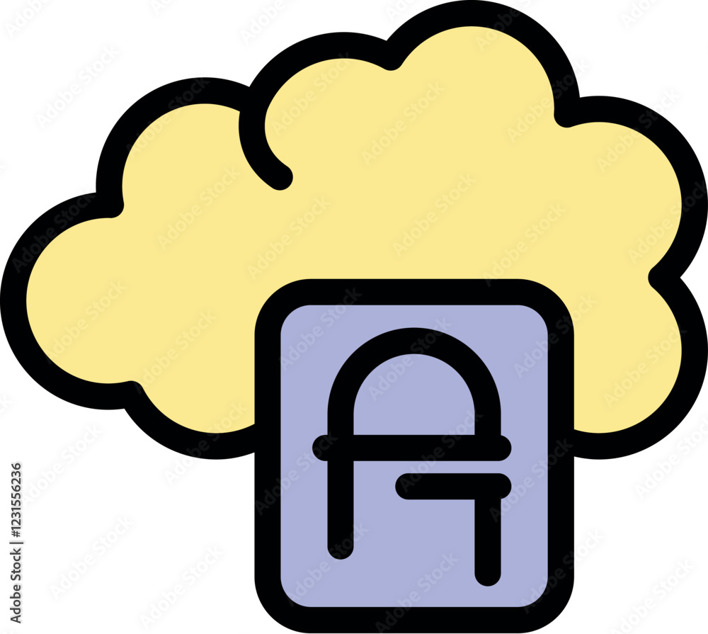 Poster cloud computing is storing alphabet letter a, representing online education and data storage, enhanc