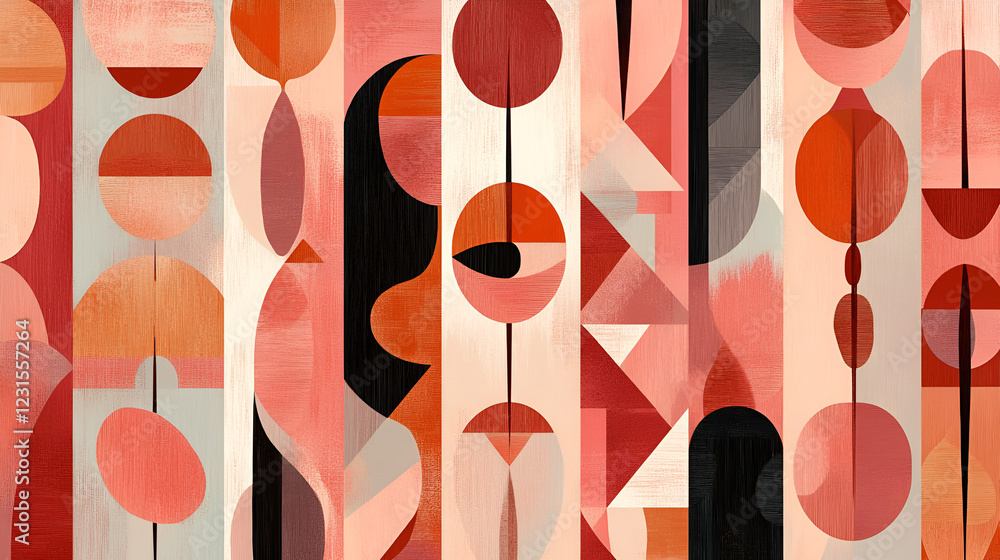 Poster abstract geometric pattern: a mesmerizing abstract pattern in a bold, warm color palette of reds, or