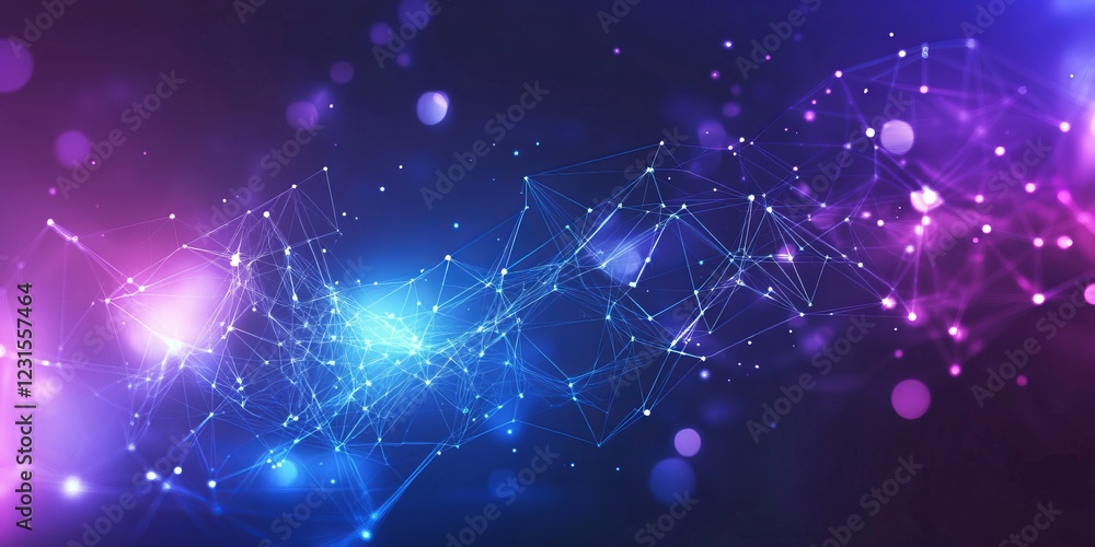 Poster futuristic digital network with glowing nodes and lines, showcasing connectivity and technology in v