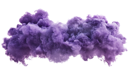 Purple smoke cloud forming on transparent background