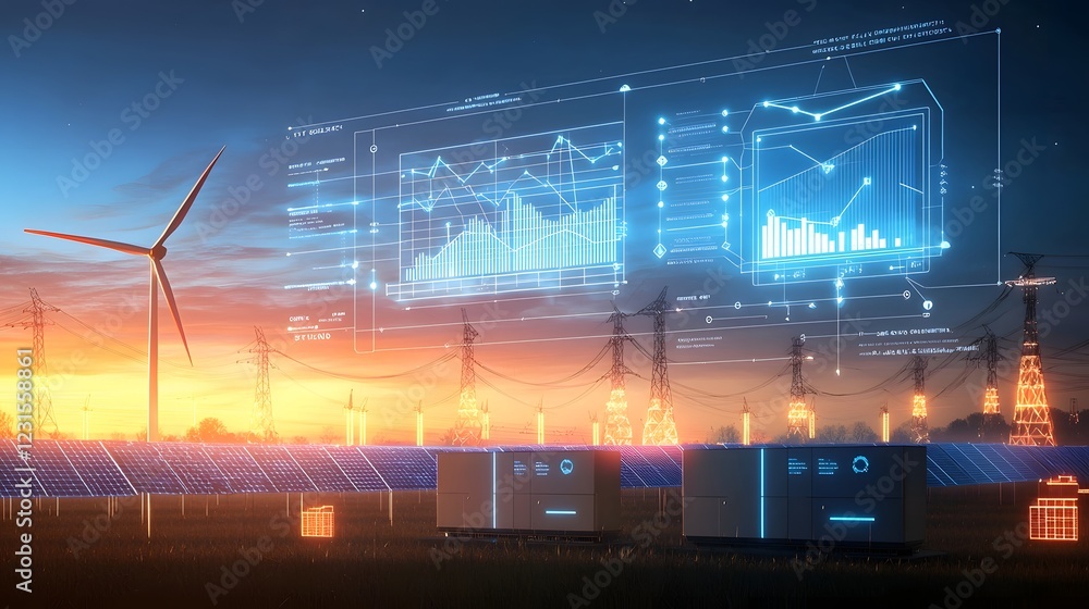 Aufkleber cybernetic smart energy grid with ultra efficient battery technology supporting sustainable electric