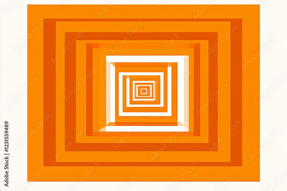 Poster vibrant abstract design featuring concentric orange squares forming a striking geometric pattern wit