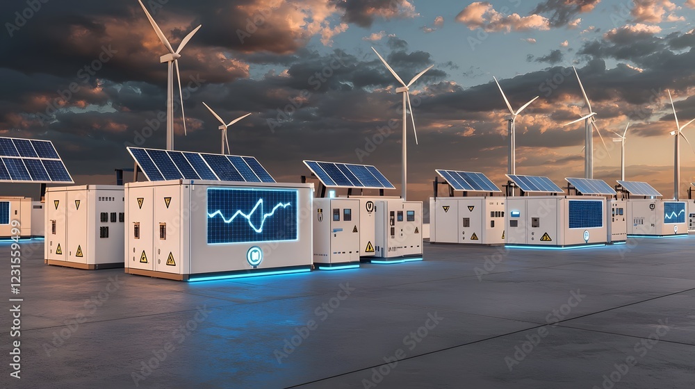 Aufkleber ultra modern battery node grid visualizing the future of clean energy storage and smart electricity 