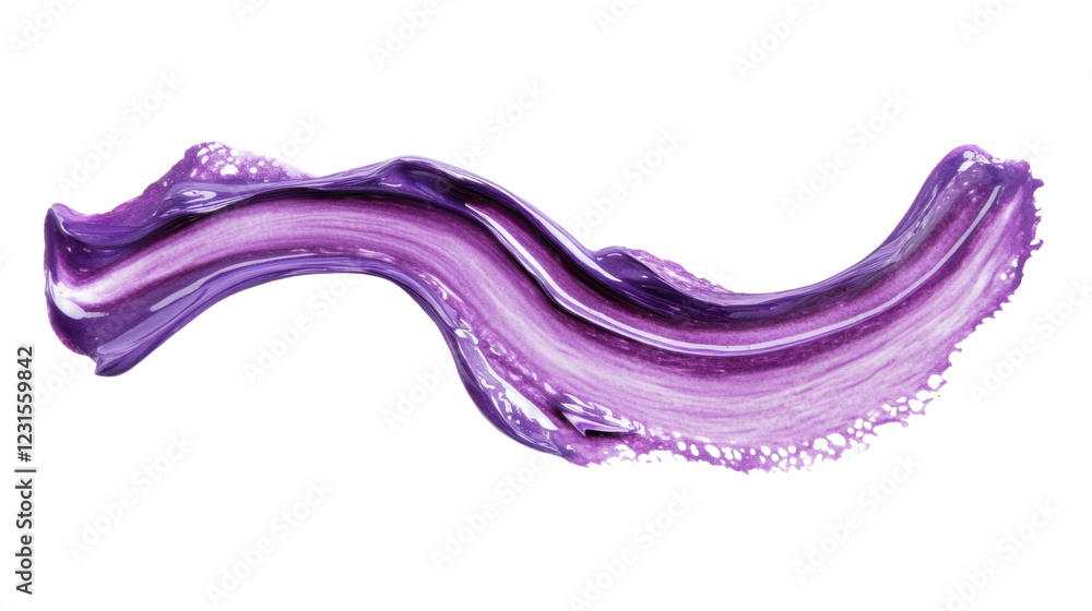 Poster purple paint stroke creating a wavy line on transparent background