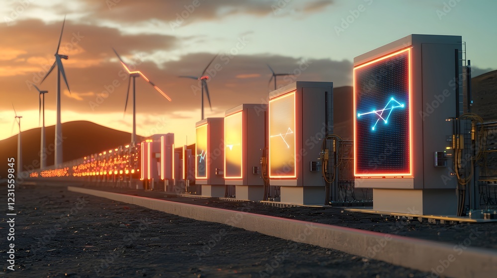 Poster futuristic holographic network of floating neon purple energy nodes hovering in the sky interconnect