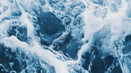 Obraz premium Ocean waves foam texture, close-up view, background blurred, design use