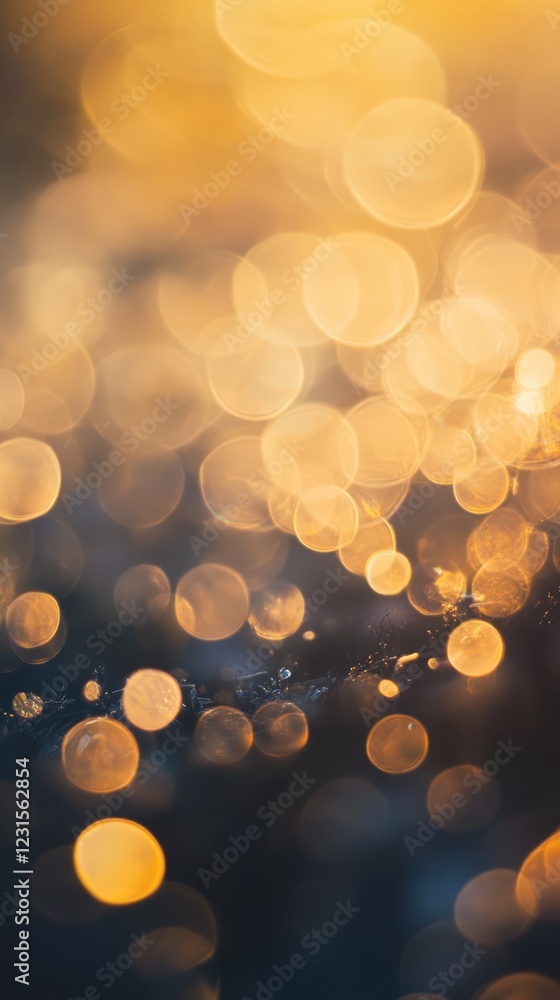 Poster a mesmerizing abstract image featuring golden bokeh lights, perfect for festive and creative design 