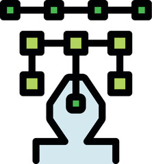 Blockchain technology connecting squares with pen tool symbolising digital art creation and secure transactions in the digital art market