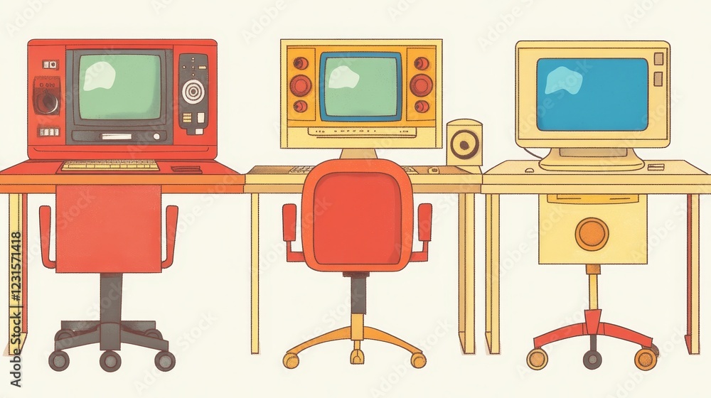 Poster evolution of personal computing from portable game console to desktop pc
