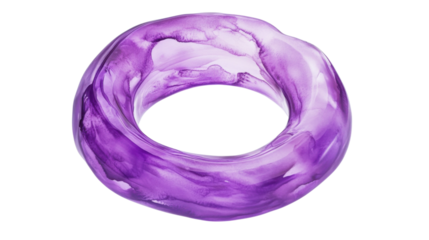 Purple swirling paint stroke forming a ring on transparent background