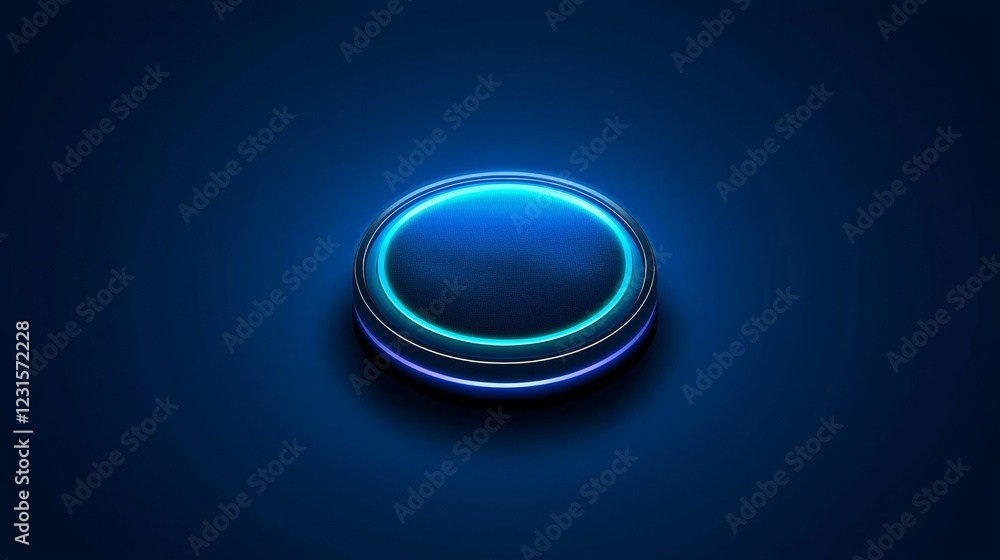 Aufkleber bright blue glowing button, modern element for web design and interface enhancement
