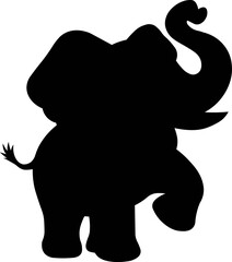 Silhouette of a minimalist elephant in just black