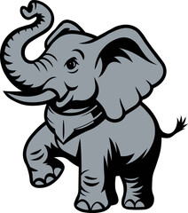Minimalist elephant, illustration that in basic colors gray and black