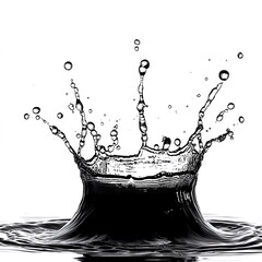 Water drop crown splash, white background, pure liquid