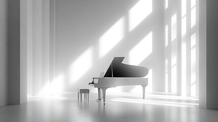 Fototapeta premium Grand piano in a bright and minimalist room