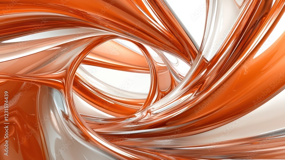 Poster a dynamic swirl of orange and translucent materials creates a vibrant and modern abstract design, sh