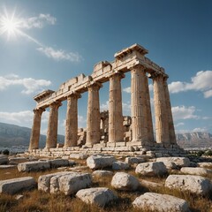 Obraz premium Corinth’s Temple of Apollo with a white background.
