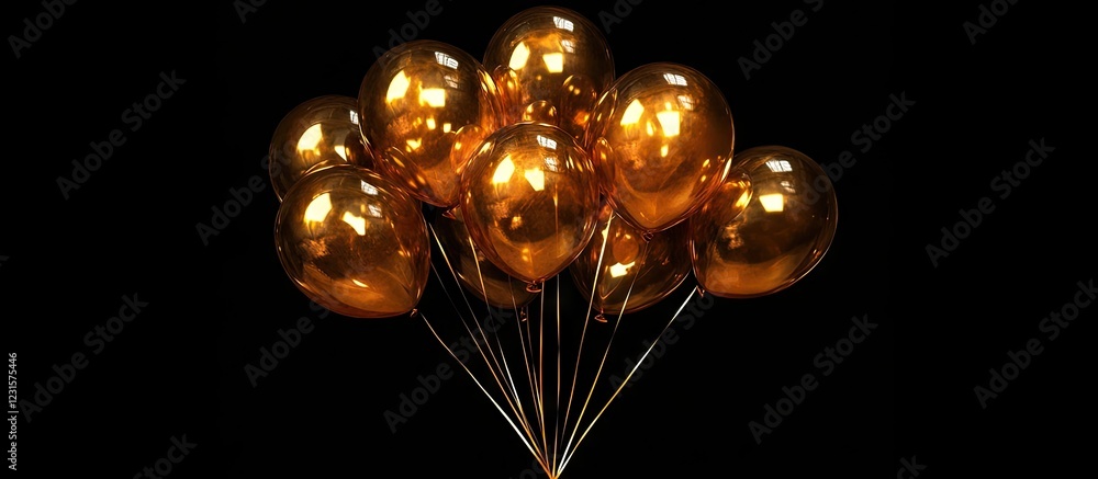 Aufkleber golden balloons clustered in a bunch against a solid black backdrop creating a striking and elegant 