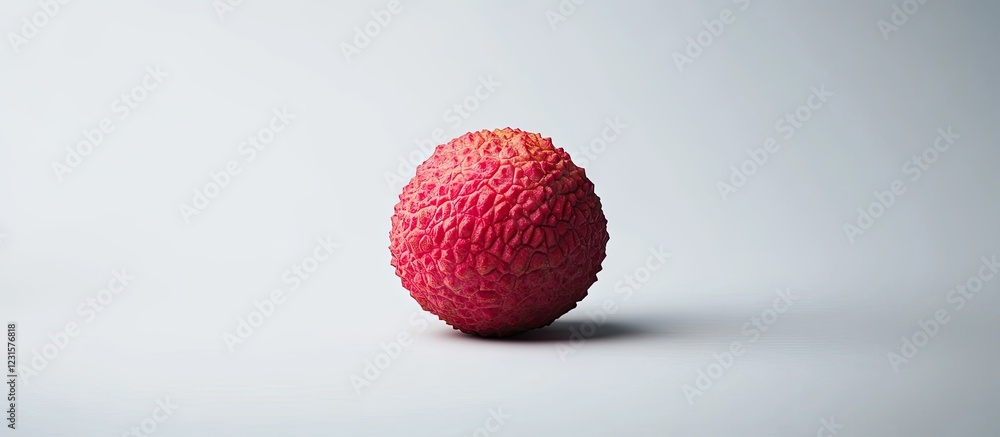 Aufkleber fresh red lychee fruit on a light gray background centered in the frame showcasing textured surface 