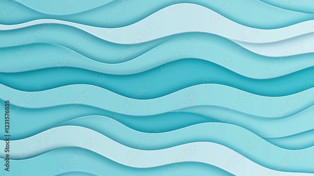 Aufkleber flowing striped wave in light blue tones, forming a dynamic and modern pattern against a soft gradie