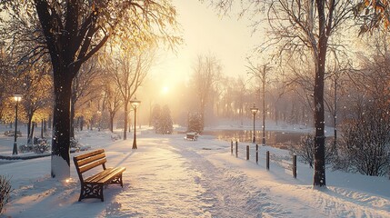 Panorama of a Beautiful Winter Park in 16K Resolution